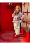 Vintage Desenli Kız Çocuk 2 li takım - Pembe
