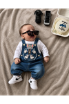 3 Boyutlu Tmy Aplikeli Kot Salopetli Erkek Bebek 2’li Takım - Lacivert