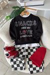 Snacks Love Damalı Erkek Çocuk 3'lü Takım - Siyah