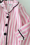 Çizgi Desenli Terlikli Kız Çocuk Pijama Takımı - Açık Pembe
