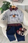 Bear Panç Detaylı Unisex 2li Çocuk Takım - Gri