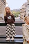 Cow Baskılı Damalı Unisex Çocuk Oversize Takım - Kahverengi