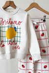 Limon Baskılı Sweatshirt Çilek Desenli Pantolon Kız Çocuk 2’li Takım - Beyaz