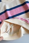 Çizgili Sweat & Damalı Kot Pantolon Owersize Unisex Çocuk 2’li Takım - Pembe