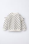 Fırfır Detaylı Puantiyeli Kız Çocuk Sweatshirt - Beyaz