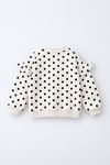 Fırfır Detaylı Puantiyeli Kız Çocuk Sweatshirt - Beyaz