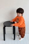 Kapi Baskılı Çizgili Pantolonlu Çoraplı Erkek Çocuk 3’lü Takım - Turuncu
