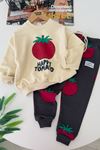 Happy Domates Baskılı Unisex Çocuk 2 li Takım - Krem