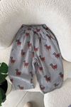 Ördek Desenli Unisex Çocuk Gabardin Pantolon - Gri
