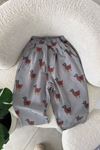 Ördek Desenli Unisex Çocuk Gabardin Pantolon - Gri