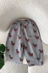 Ördek Desenli Unisex Çocuk Gabardin Pantolon - Gri