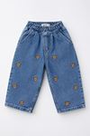 Ayıcık İşleme Desenli Unisex Çocuk Pantolon - Mavi
