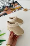 İçi Kürklü Süet Unisex Çocuk Botu - Krem