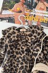 Leopar Desenli Çantalı Kız Bebek Kürk Kışlık Ceket - Leopar