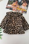 Leopar Desenli Çantalı Kız Bebek Kürk Kışlık Ceket - Leopar