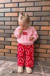 Love Baskılı Kalp Desenli 2’li Kız Bebek Takımı-Pembe - Pembe