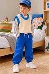 Erkek Çocuk Beli Lastikli Bol Paça Jogger Pantolon - Mavi