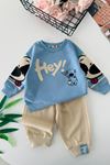 Köpek Baskılı Erkek Bebek 2 li Takım - Açık Mavi