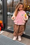 Kolej Model Armalı Peluş Unisex Çocuk Hırka - Pembe