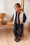 Kapitone Yelekli Denim Erkek Çocuk 4’lü Takım - Krem
