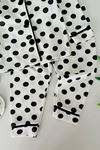 Puantiye Desenli Terlikli Kız Çocuk 3 lü Pijama Takımı - Beyaz