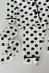 Puantiye Desenli Terlikli Kız Çocuk 3 lü Pijama Takımı - Beyaz