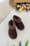 İçi Kürklü Süet Unisex Çocuk Botu - Acı Kahve