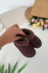 İçi Kürklü Süet Unisex Çocuk Botu - Acı Kahve