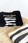 Teddy Club Baskılı Sweatshirt ve Çizgili Bol Paça Pantolonlu Erkek Çocuk 2’li Takım - Siyah