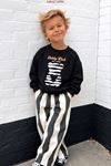 Teddy Club Baskılı Sweatshirt ve Çizgili Bol Paça Pantolonlu Erkek Çocuk 2’li Takım - Siyah