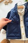 Kapitoneli Gömlekli Triko kollu Pantolonlu Erkek Çocuk 3’lü Takım - Lacivert