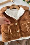 Fiyonklu Peluş Montlu Kışlık Kız Çocuk 3’lü Takım - Tarçın