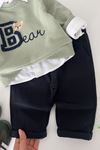 Bear Desenli Erkek Bebek 3 lü Takım - Yeşil