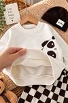 Panda Baskılı Mevsimlik 4 lü Erkek Bebek Takım - Kahverengi